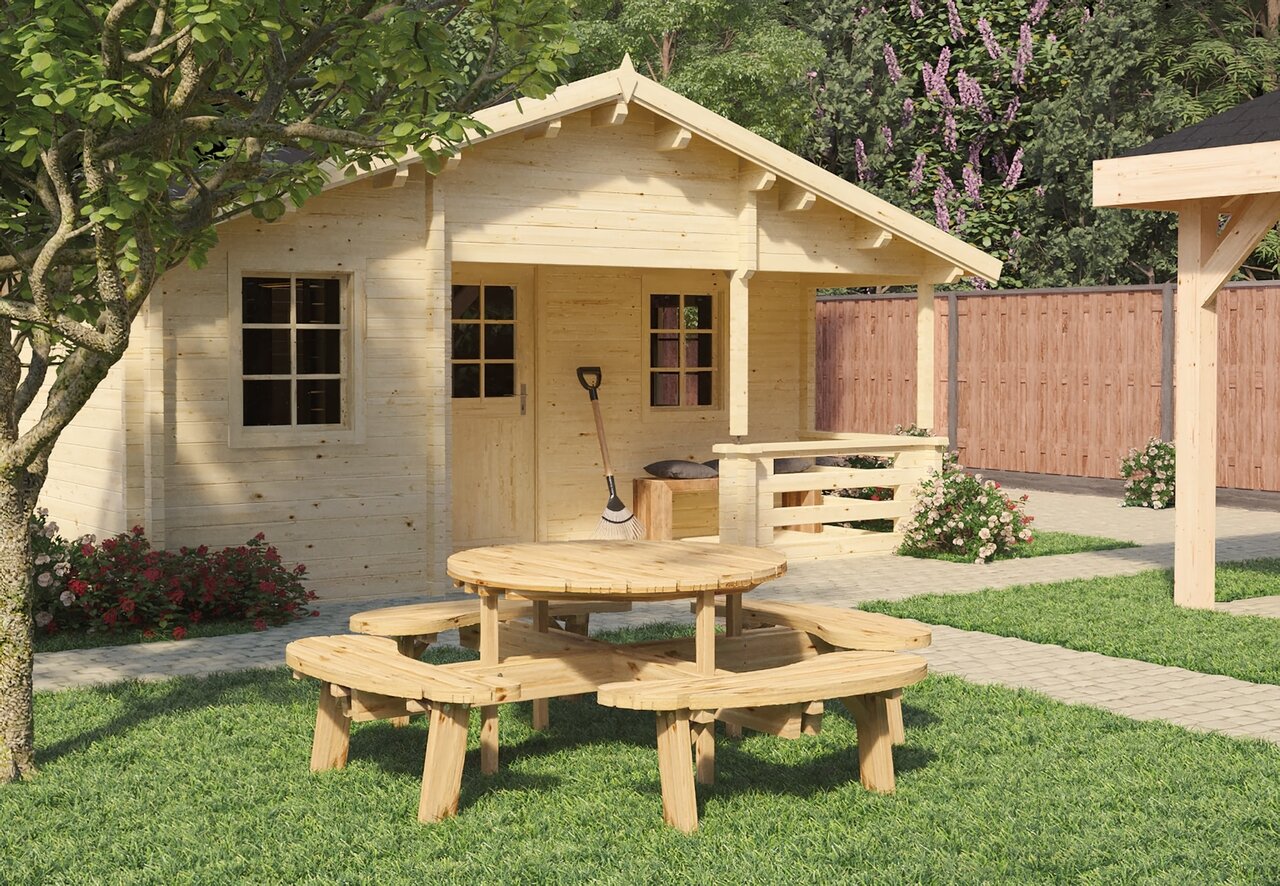 Ronde Picknicktafel Monaco Ge&iuml;mpregneerd Vuren &Oslash;219cm (8 personen)