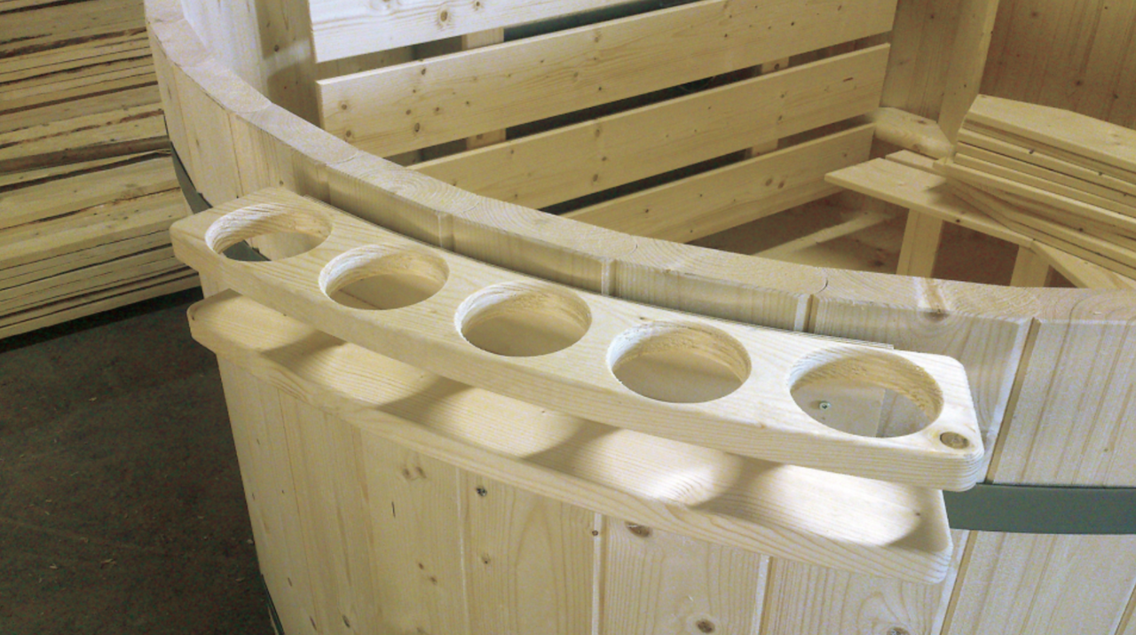 Houten flessenhouder Hottub voor 5 flessen