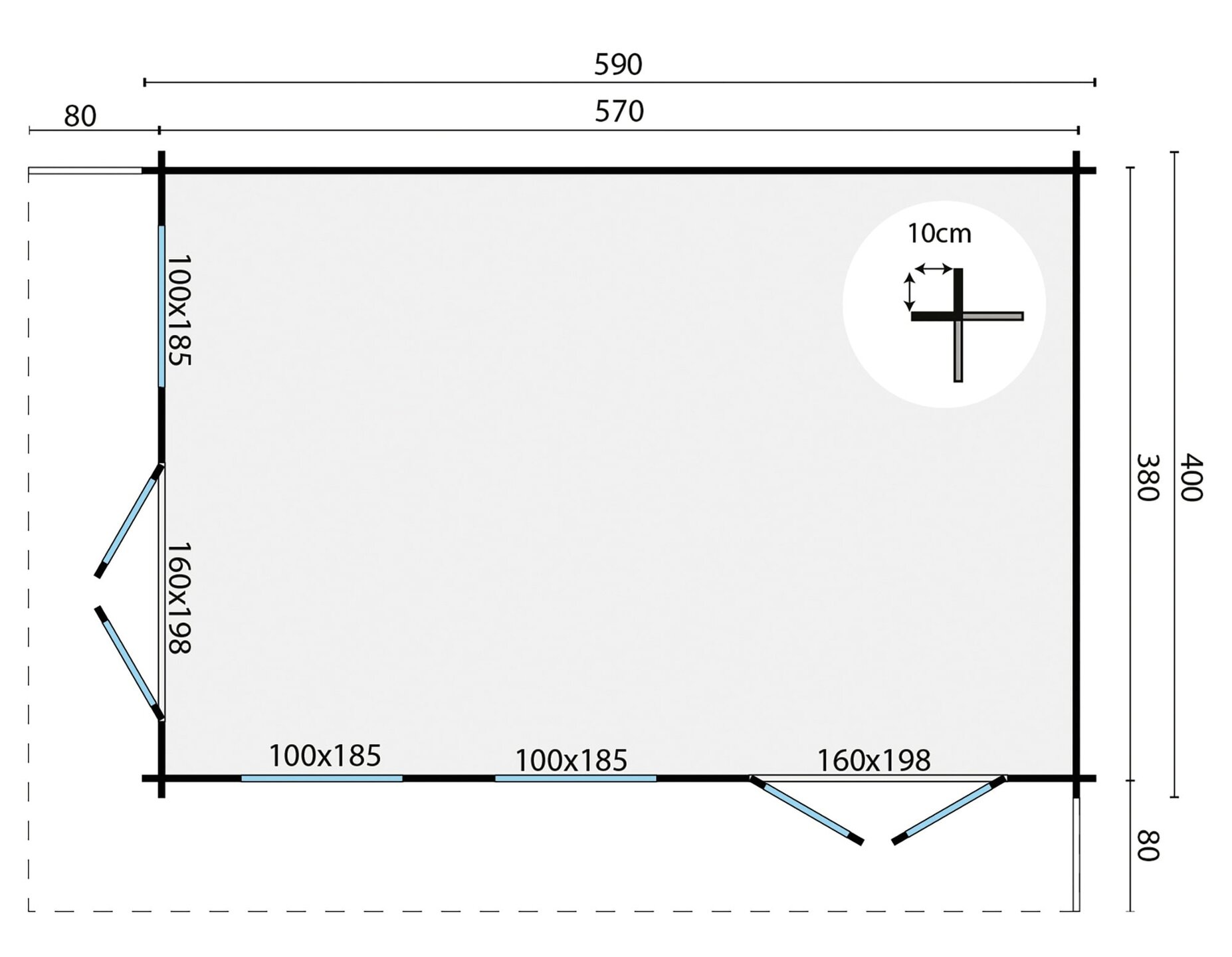 Blokhut  Hildegard 590x400cm
