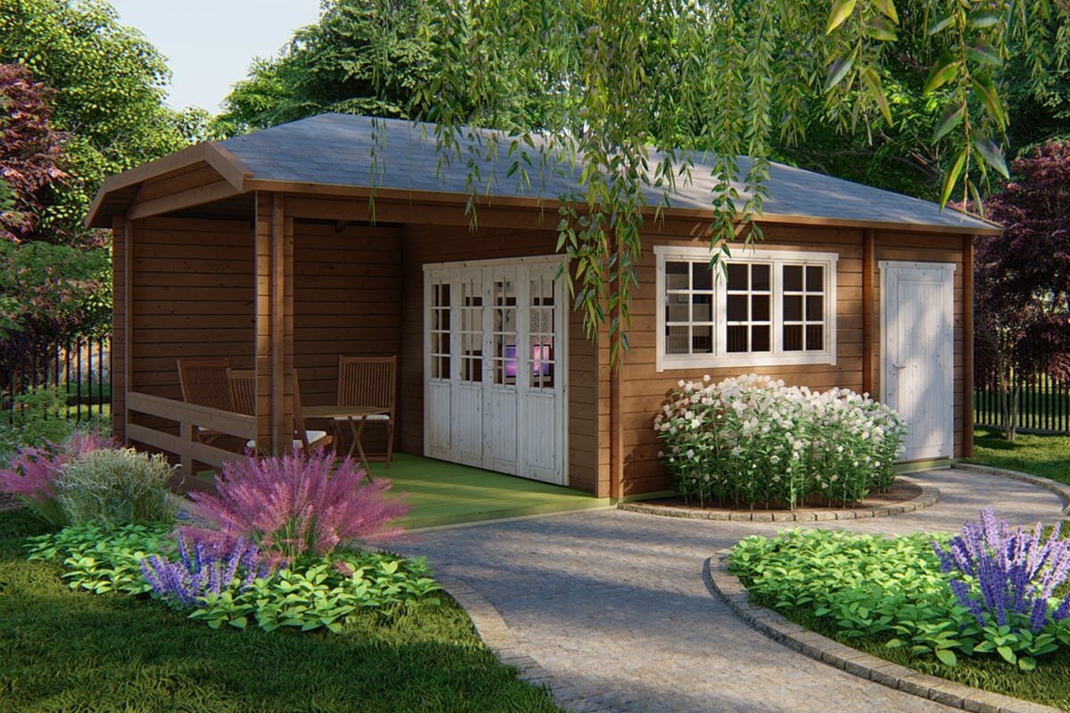 Tuinhuis Met Veranda Voor In Uw Tuin - LSB Blokhutten thumbnail