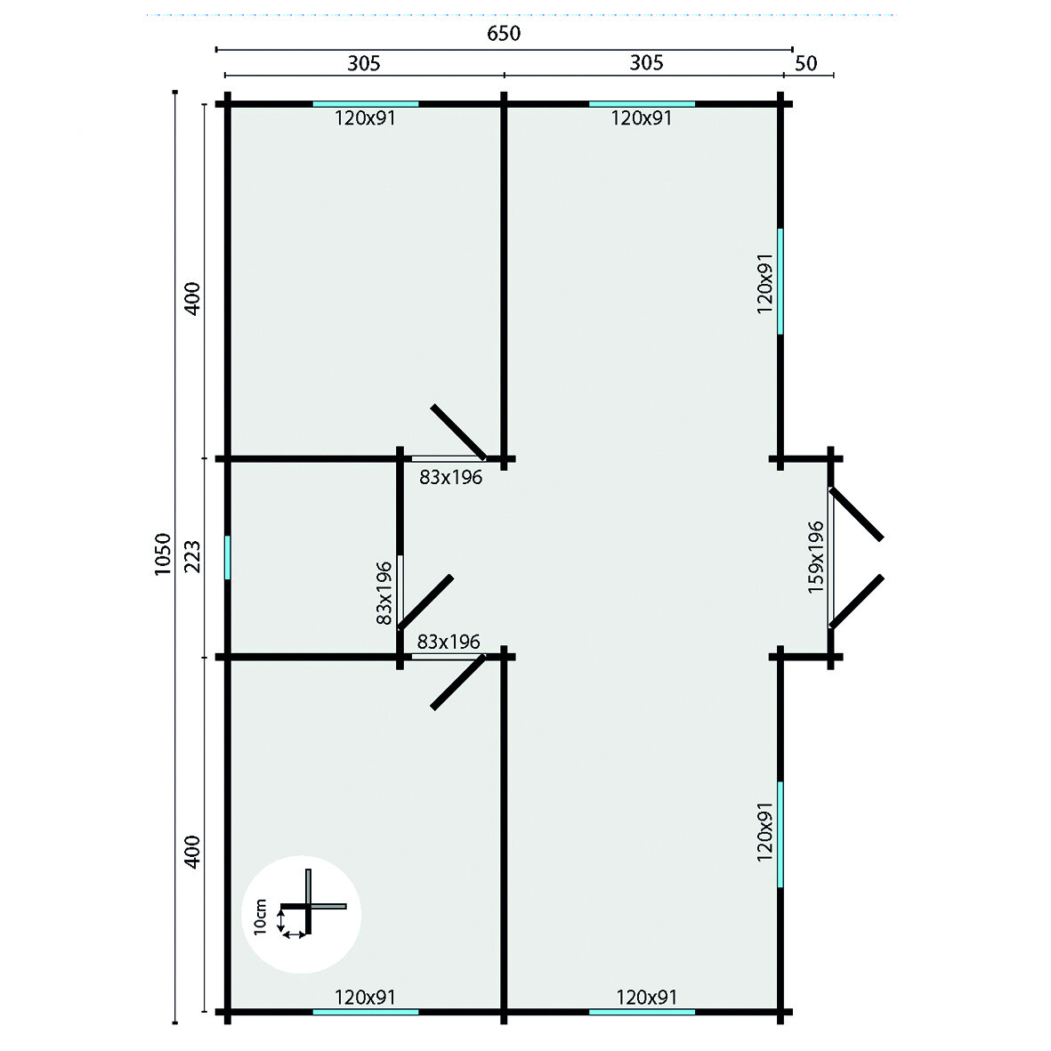Blokhut Skerries 1050 x 700 x 317 cm - Prefab Houten Woning - Luxe Tuinhuis