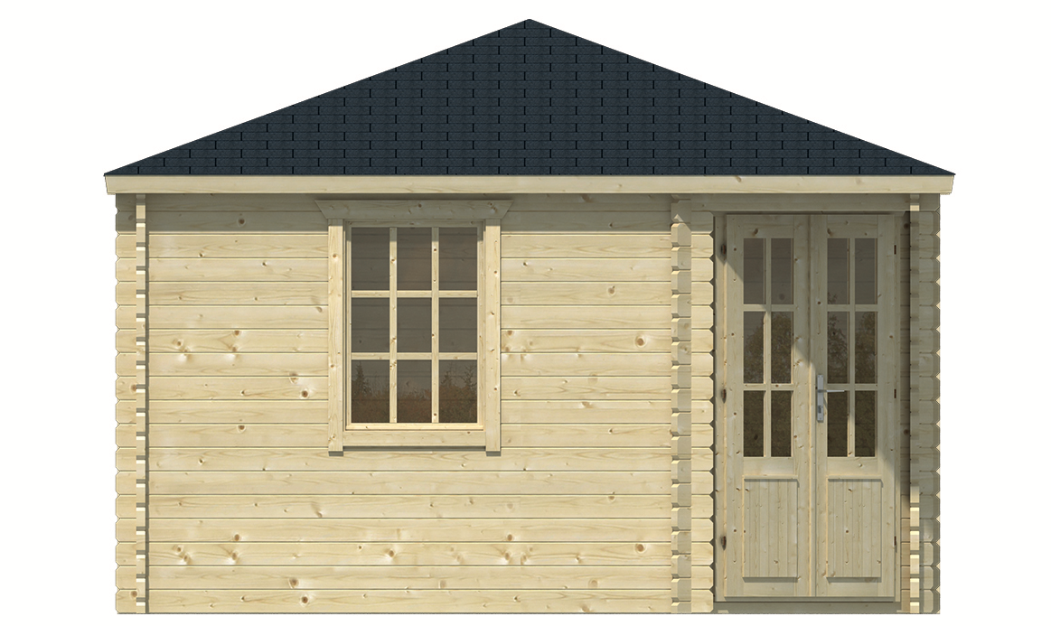 Blokhut Lotte 400 x 400 cm Hoekblokhut Wanddikte 44 mm - Tuinhuis