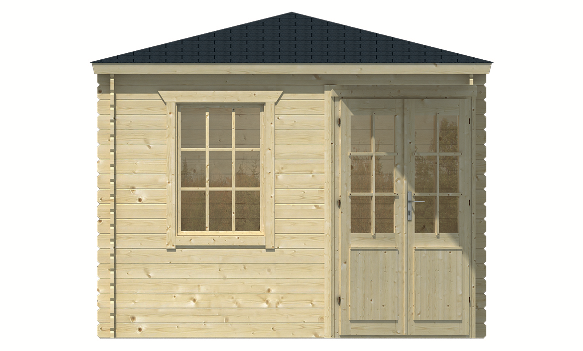 Blokhut Asmund 300 x 300 cm 5 hoekig tuinhuis Wanddikte 28 mm