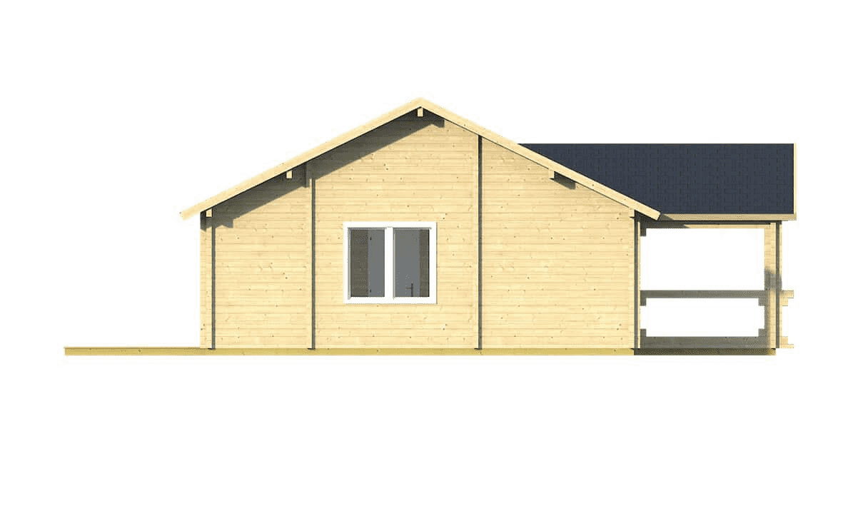Blokhut Finn 1040 x 740+238 x 365 cm - Prefab Houten Woning - Luxe Chalet
