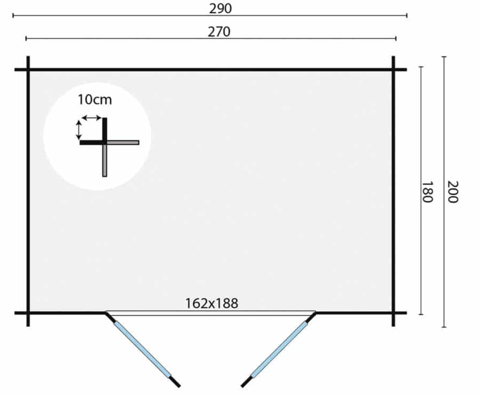 Blokhut Kris 290 x 200 x 219 cm - Tuinhuis