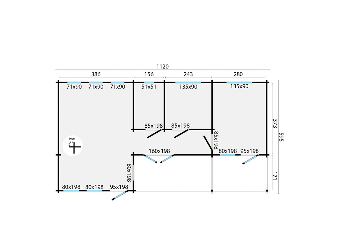 Blokhut Letterkenny 1120 x 595 x 304 cm - Prefab Houten Woning - Luxe Tuinhuis