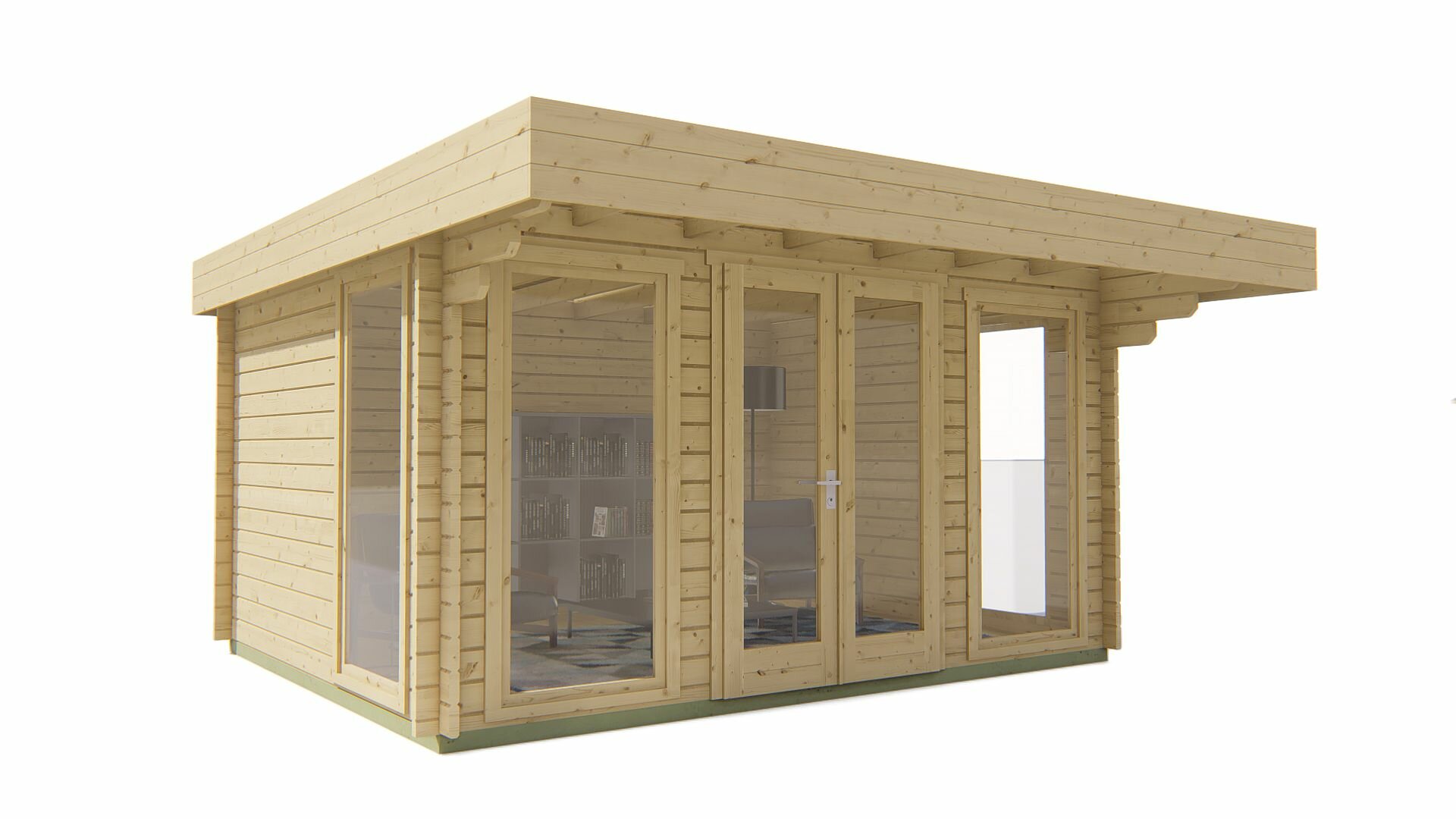 Blokhut Lory 415x330 cm + luifel 120 cm - Tuinhuis