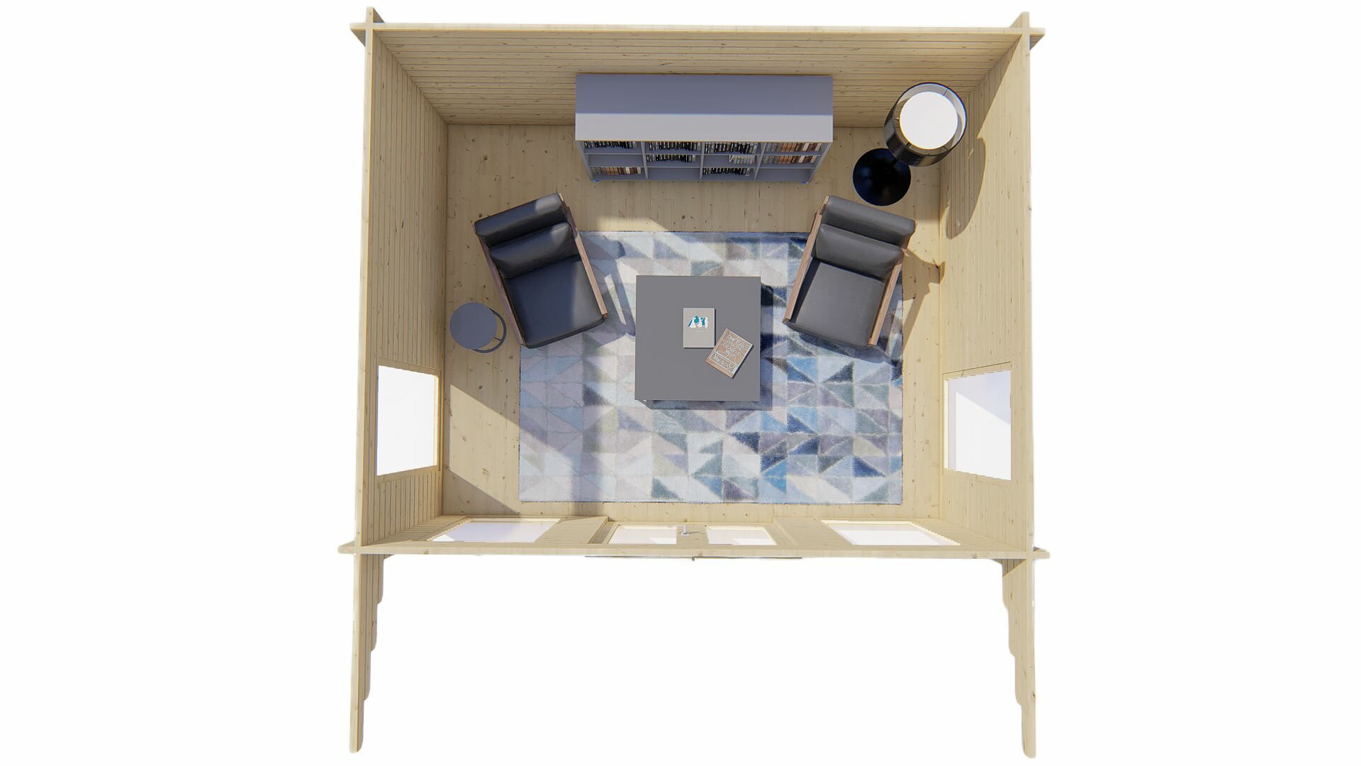 Blokhut Lory 415x330 cm + luifel 120 cm - Tuinhuis
