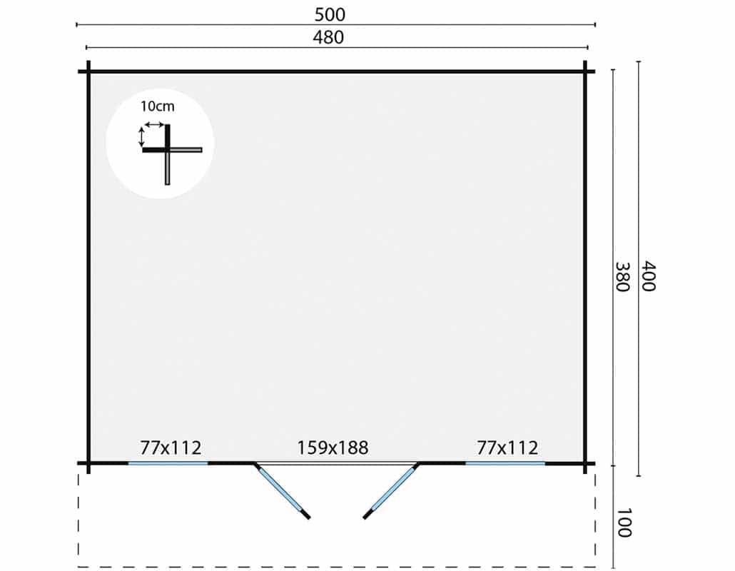 Blokhut Viggo 500x400+100cm - Tuinhuis