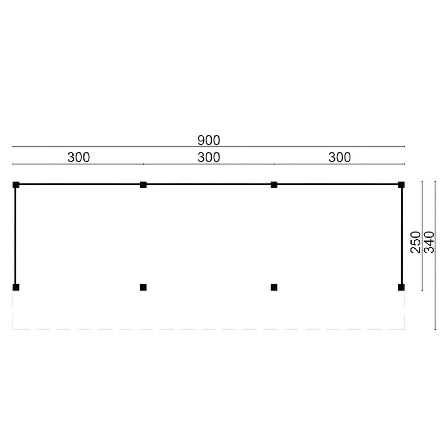 Kapschuur Boekelo Douglas 900 x 340 cm - Blanke wanden