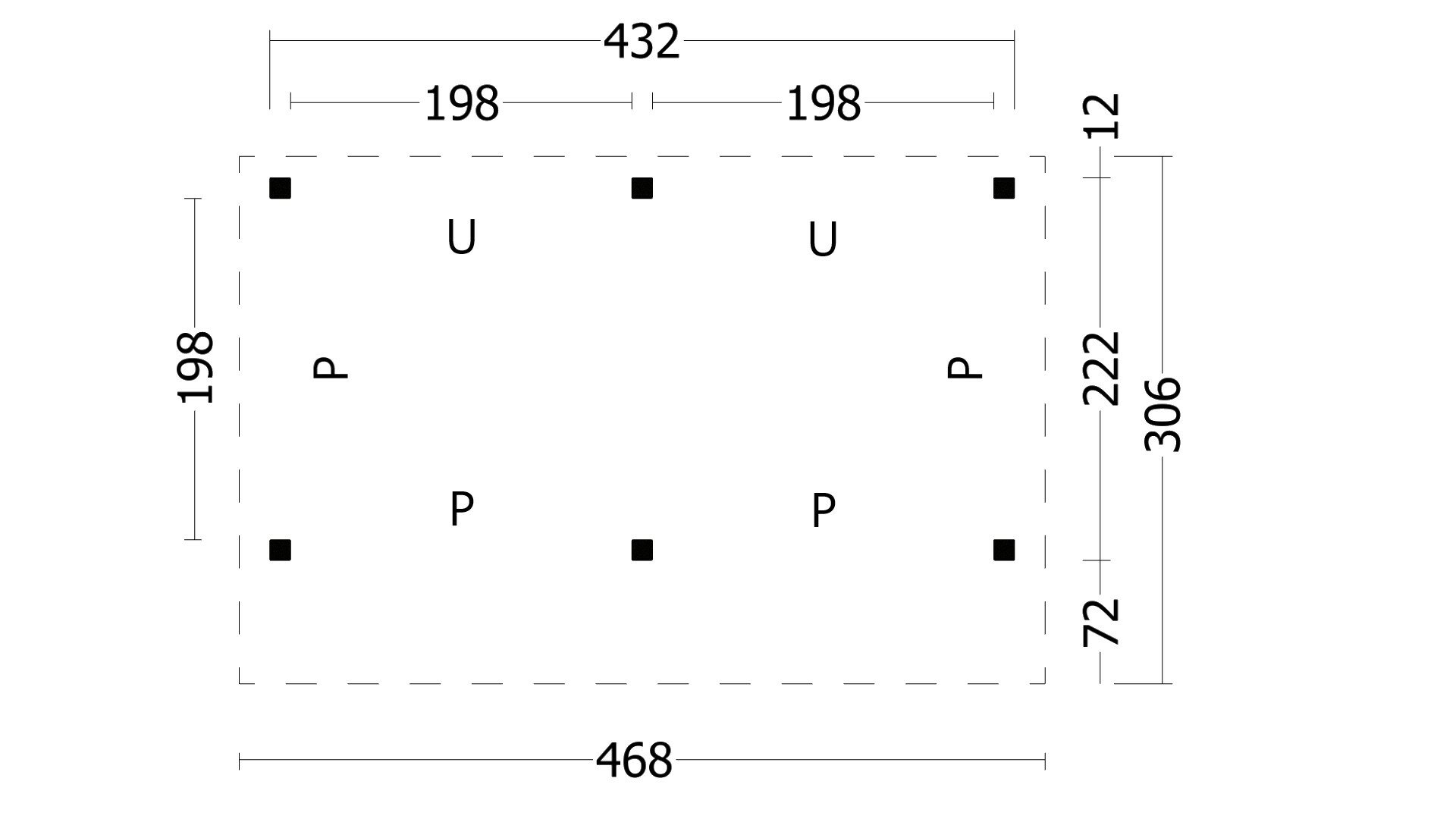 Kapschuur Bergen L, type 1 - 465 x 318 cm - Douglas