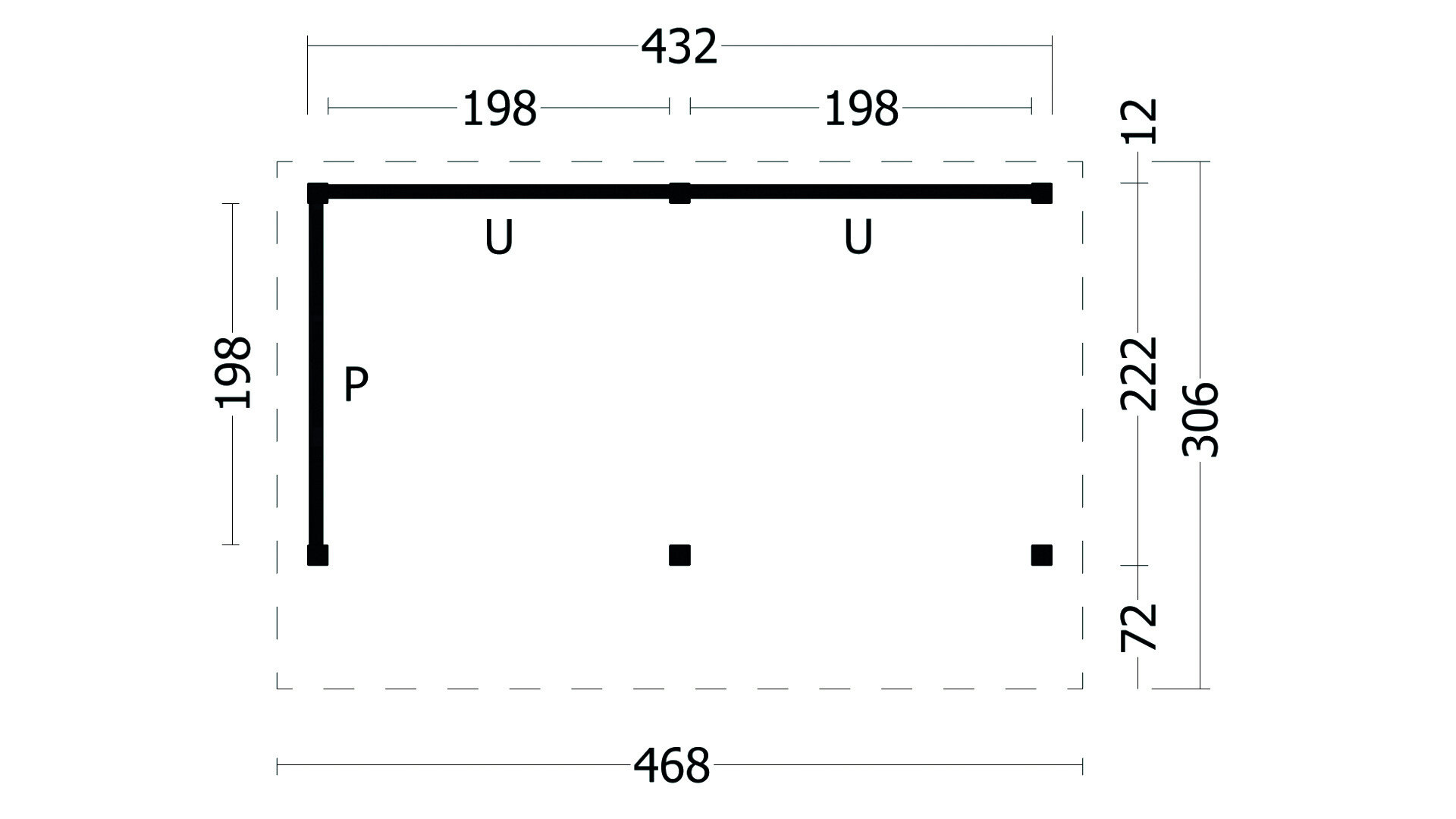 Kapschuur Bergen L, type 2 - 465 x 318 cm - Blank Douglas