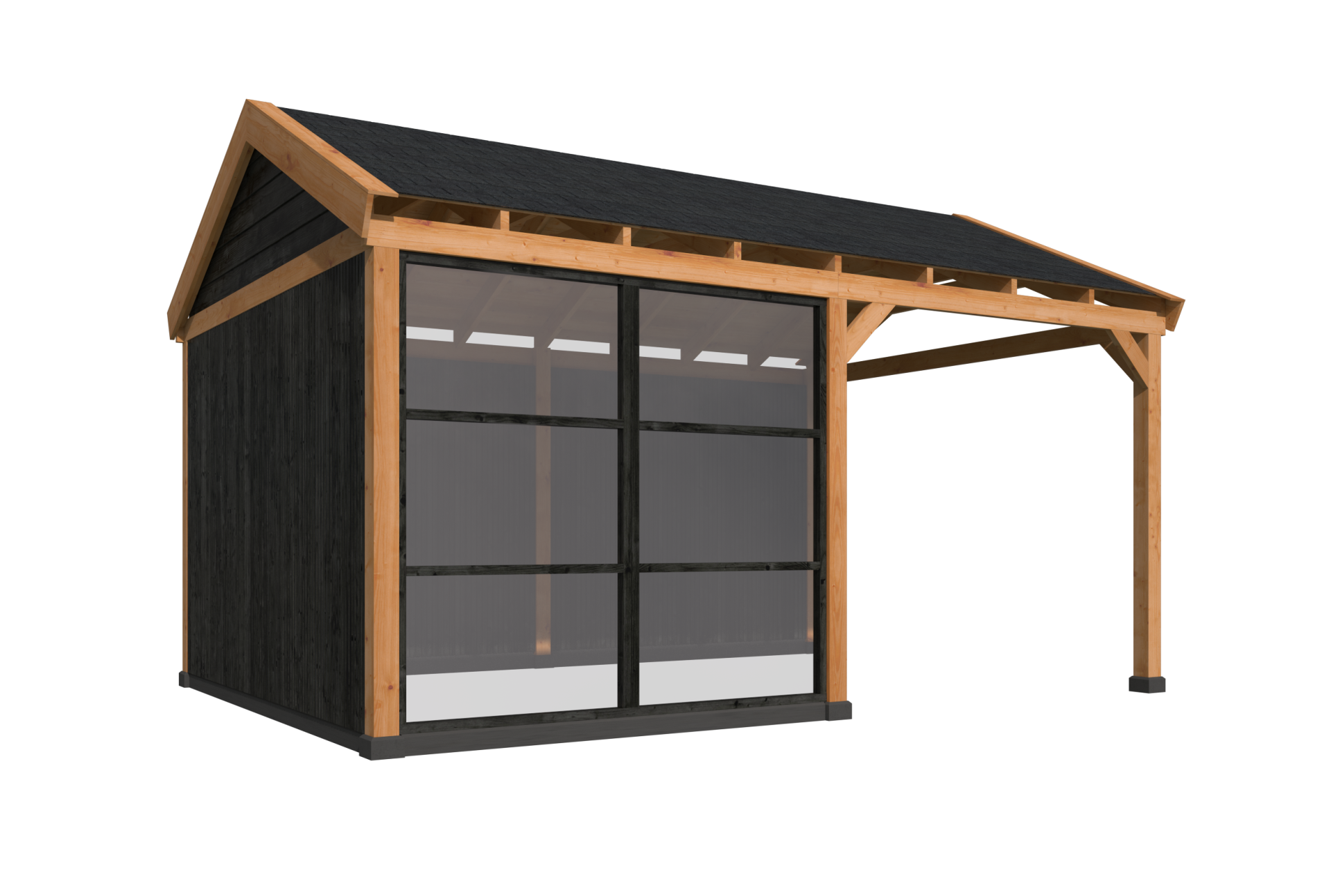 Overkapping Goteborg met zadeldak, type 1 - 547 x 399 cm - Zwart gespoten