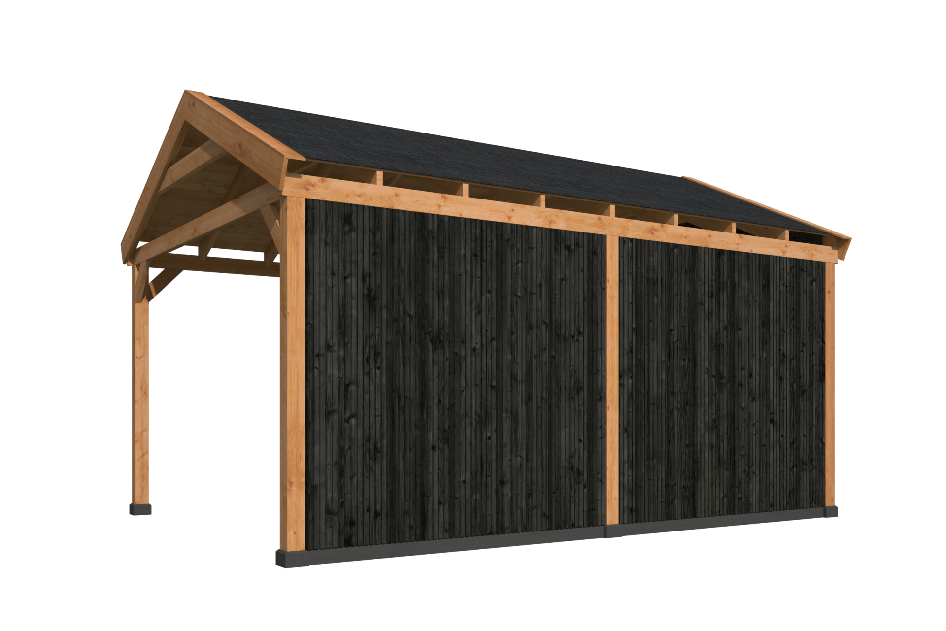 Overkapping Goteborg met zadeldak, type 2 - 813 x 399 cm - Zwart gespoten