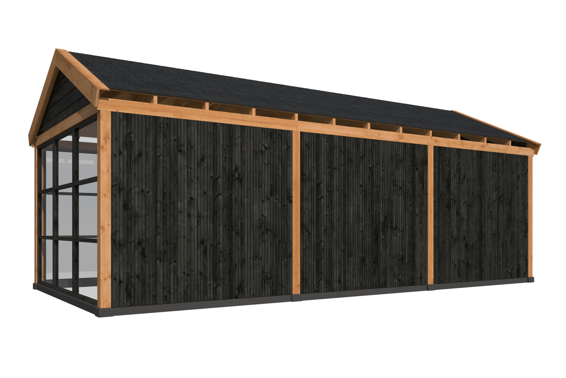 Overkapping Goteborg met zadeldak, type 2 - 813 x 399 cm - Zwart gespoten