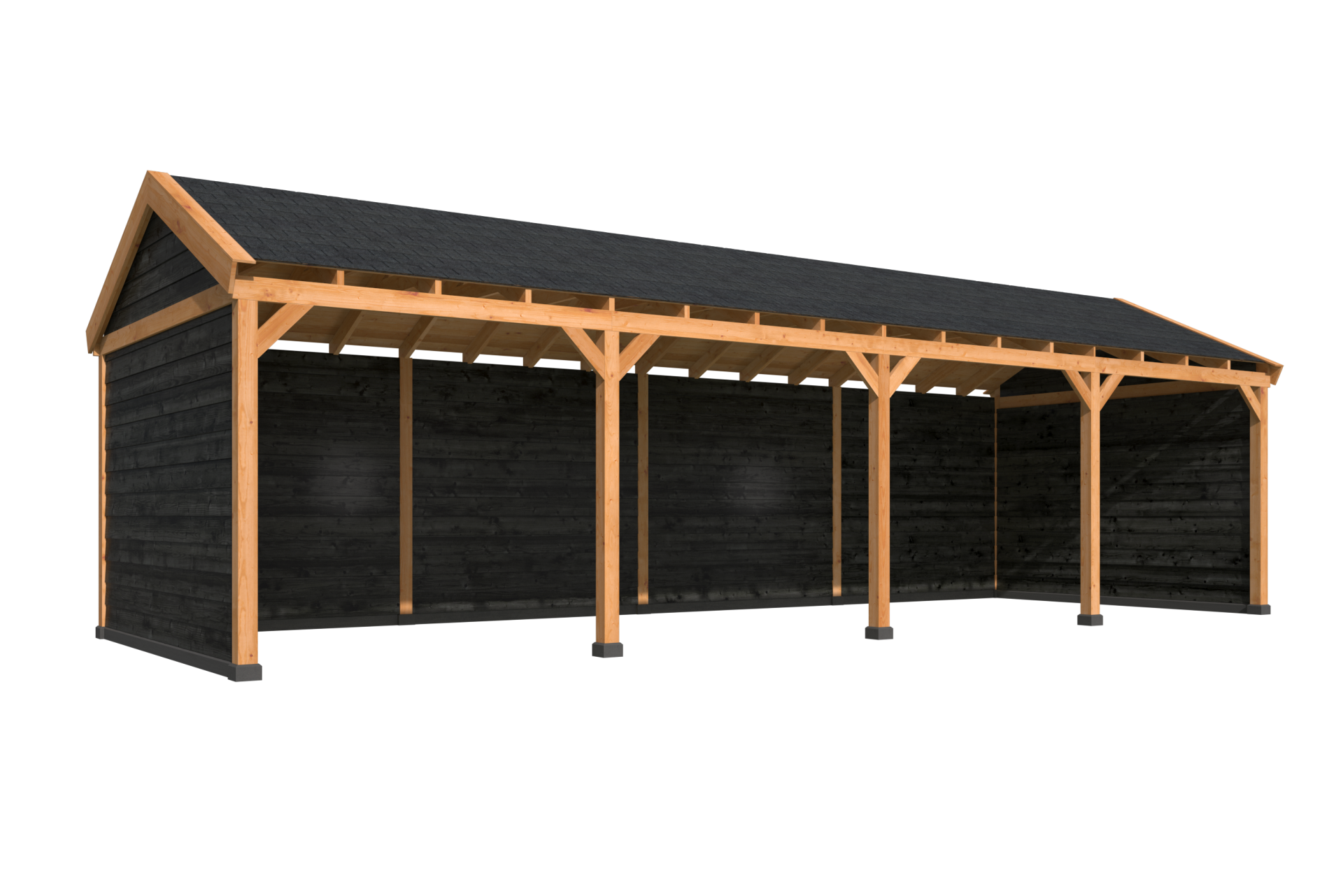Overkapping Goteborg met zadeldak, type 3 - 1079 x 399 cm - Zwart gespoten