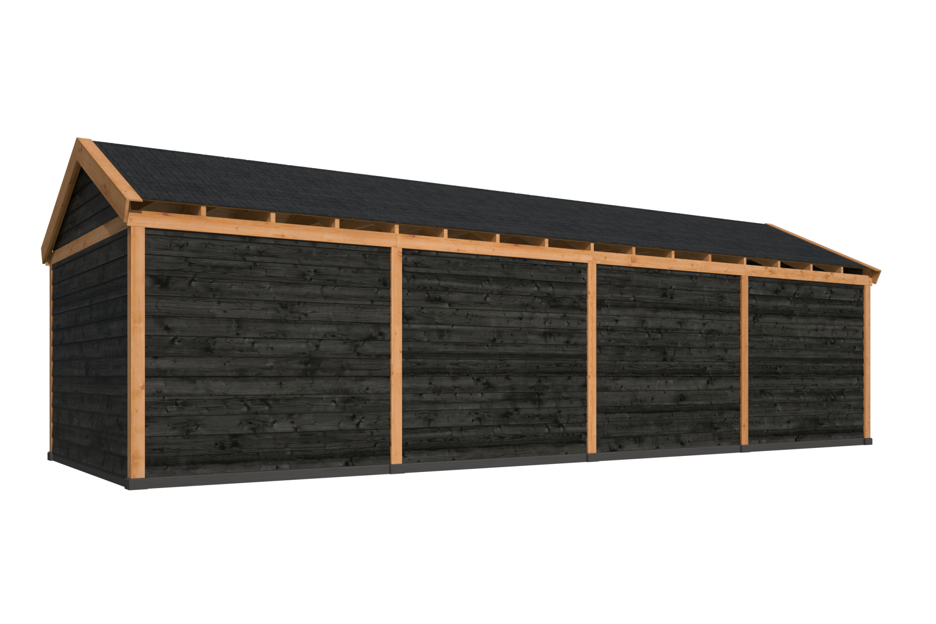 Overkapping Goteborg met zadeldak, type 3 - 1079 x 399 cm - Zwart gespoten