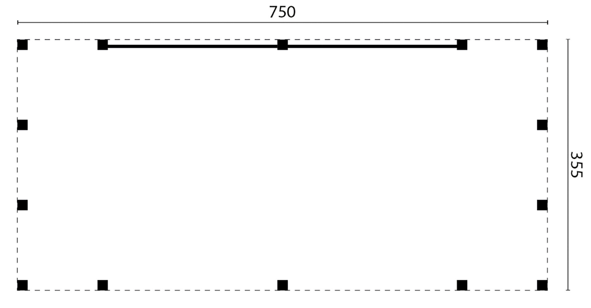 Overkapping Brammelo Douglas 750 x 355 cm - Zwart gespoten