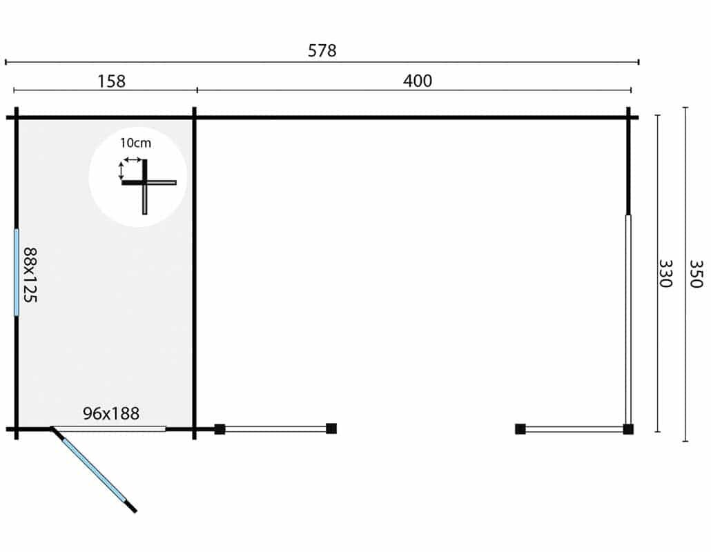 Blokhut Selma 578 x 350 x 279 cm - Kapschuur