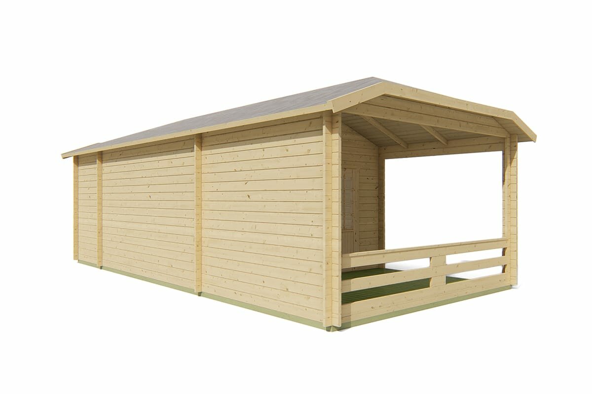 Blokhut Sibella met Overkapping 850 x 420 cm - Tuinhuis