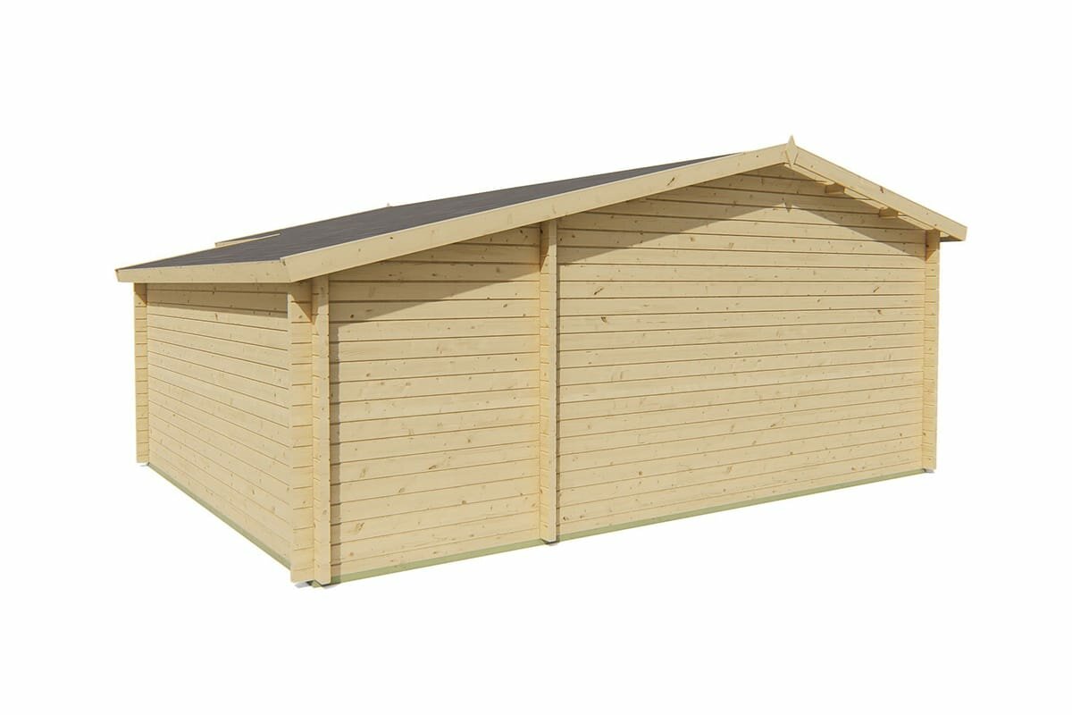 Blokhut Manchester 594 x 440 x 263 cm + Luifel 223 cm Wanddikte 58 mm - Tuinhuis