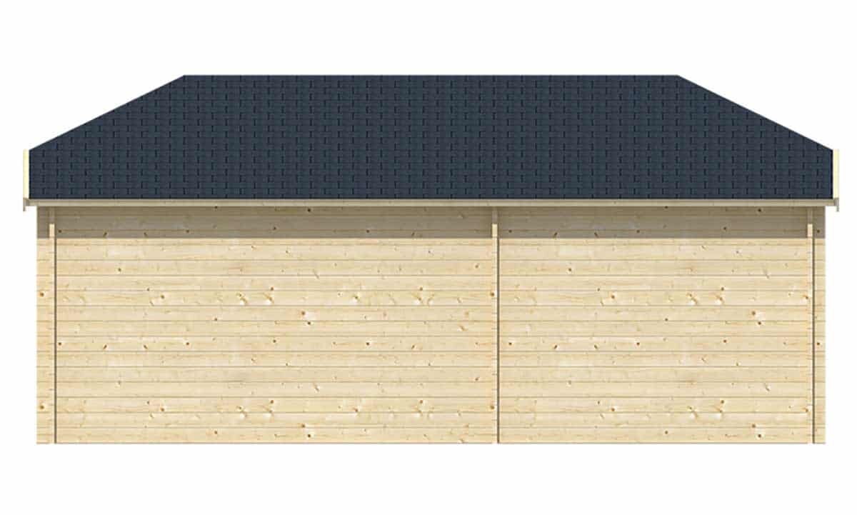 Blokhut Torkel met Overkapping 700 x 420 cm - Tuinhuis met Wolfskap dak