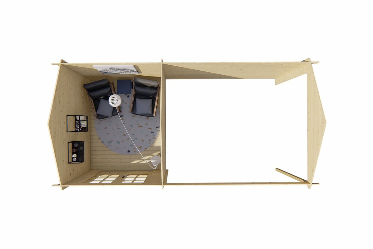 Blokhut Ove met zijluifel 590 x 300 x 276 cm - Tuinhuis