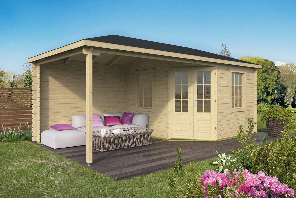 Blokhut Markku met overkapping 575 x 300 x 271 cm - Tuinhuis