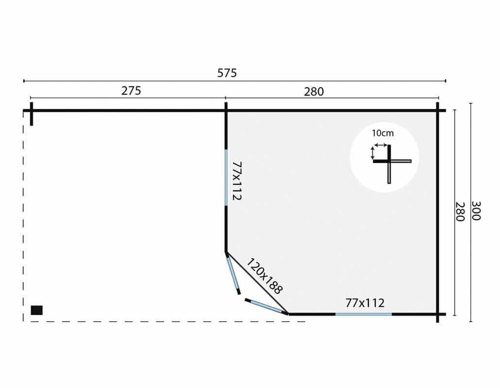Blokhut Markku met overkapping 575 x 300 x 271 cm - Tuinhuis