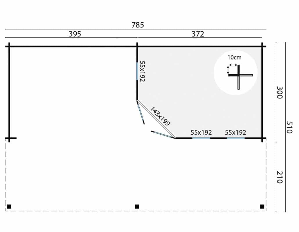 Blokhut Oletha 785 x 510 x 257 cm - Tuinhuis