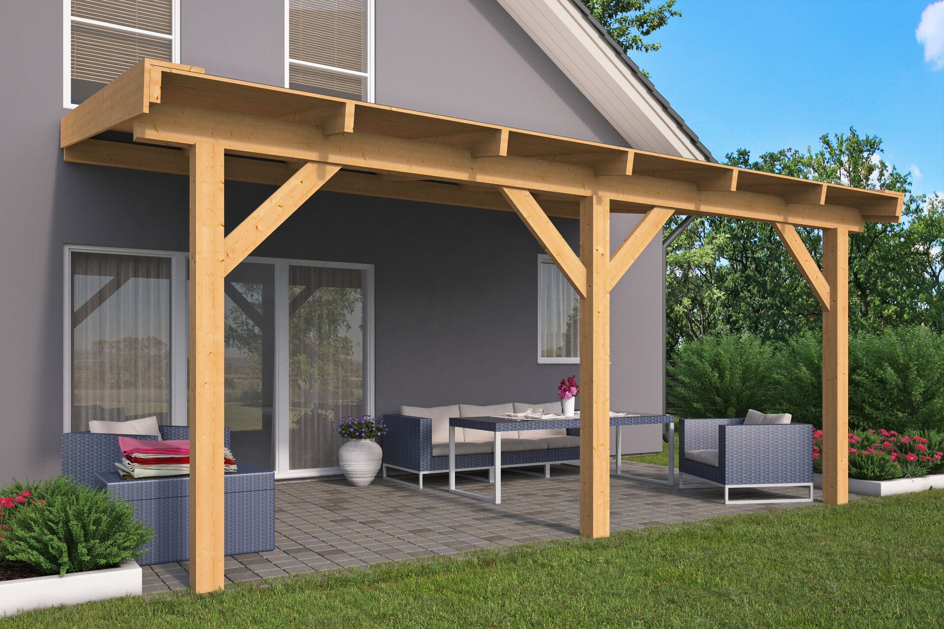 Overkapping aan huis 600 x 400 &ndash; Terrasoverkapping Douglas 