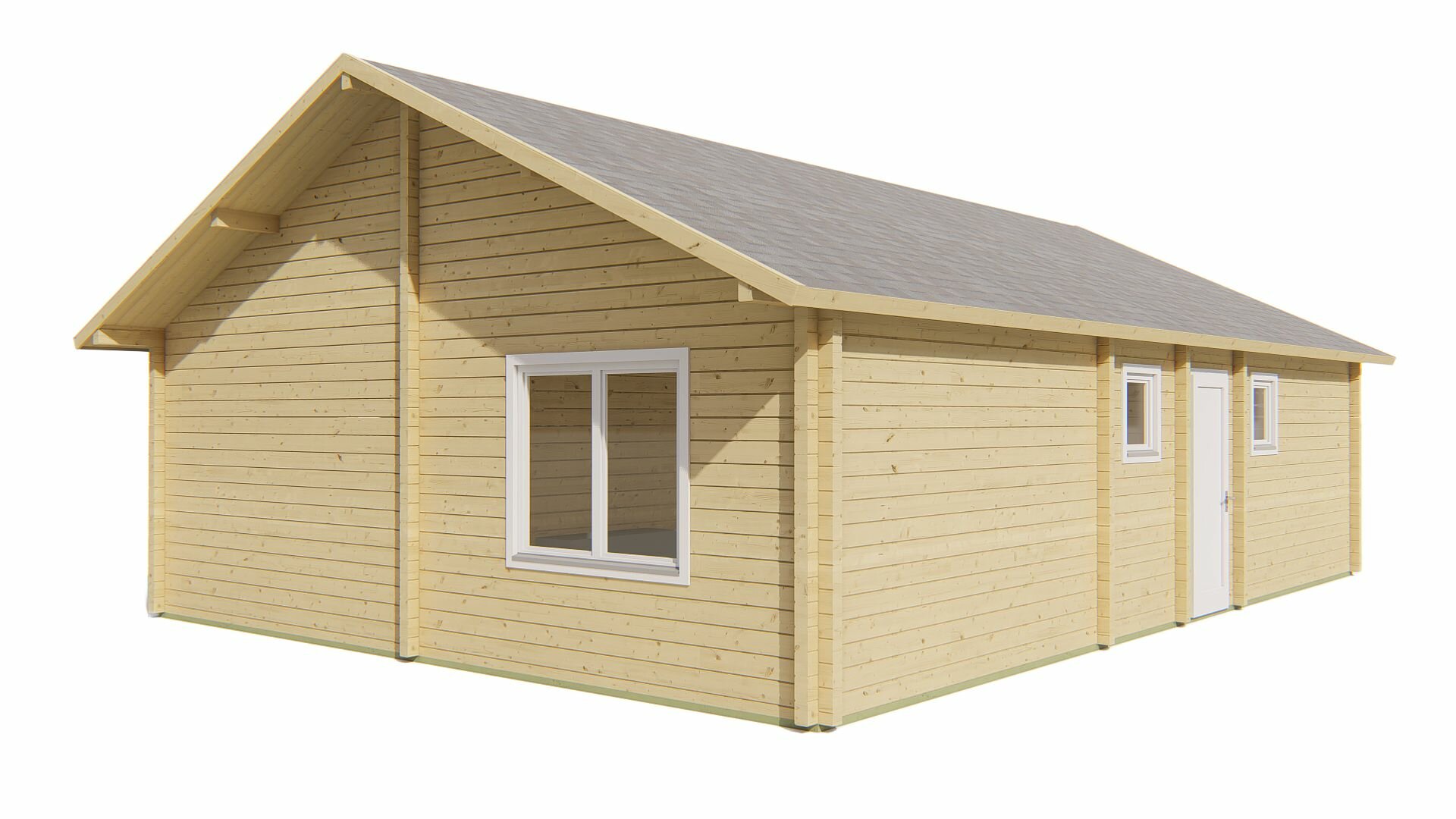 Blokhut Finn 1040 x 740+238 x 365 cm - Prefab Houten Woning - Luxe Chalet