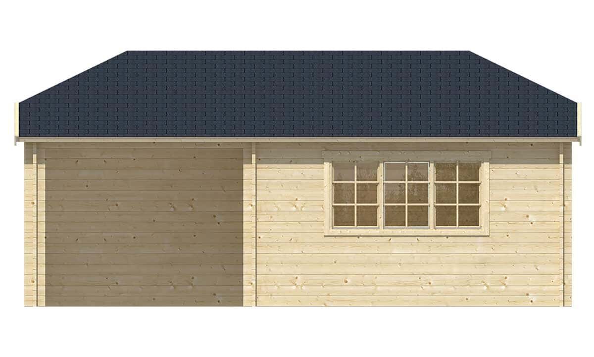 Blokhut Torkel met Overkapping 700 x 420 cm - Tuinhuis met Wolfskap dak
