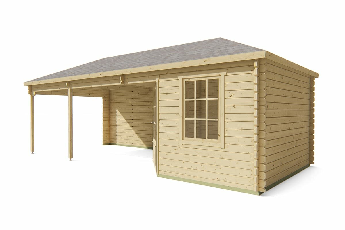 Blokhut Paiva 350x350 cm + luifel 450 cm - Tuinhuis