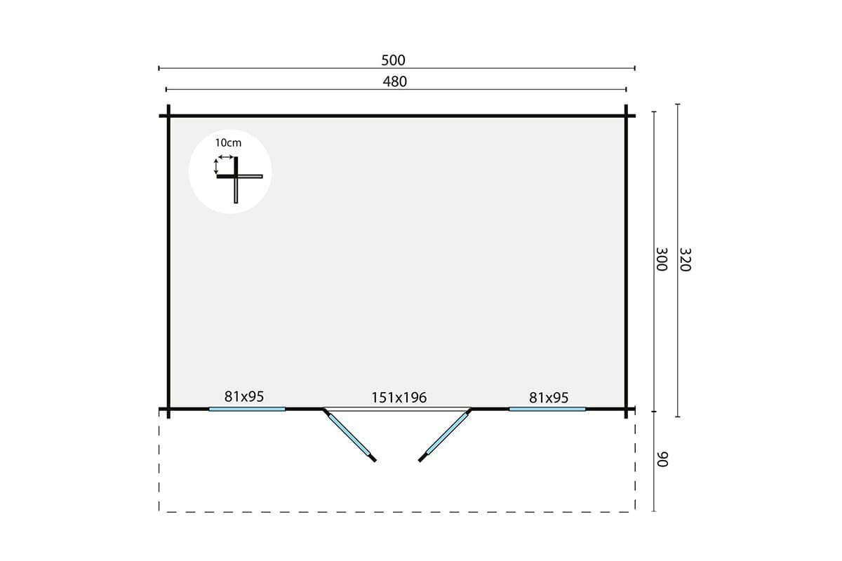 Blokhut Rika 500 x 320 cm - Tuinhuis