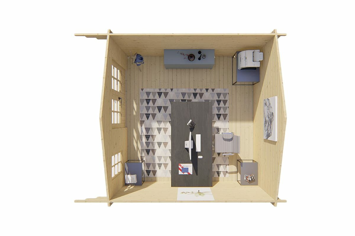 Blokhut Ulrik 380x380 cm + luifel 70 cm - Tuinhuis