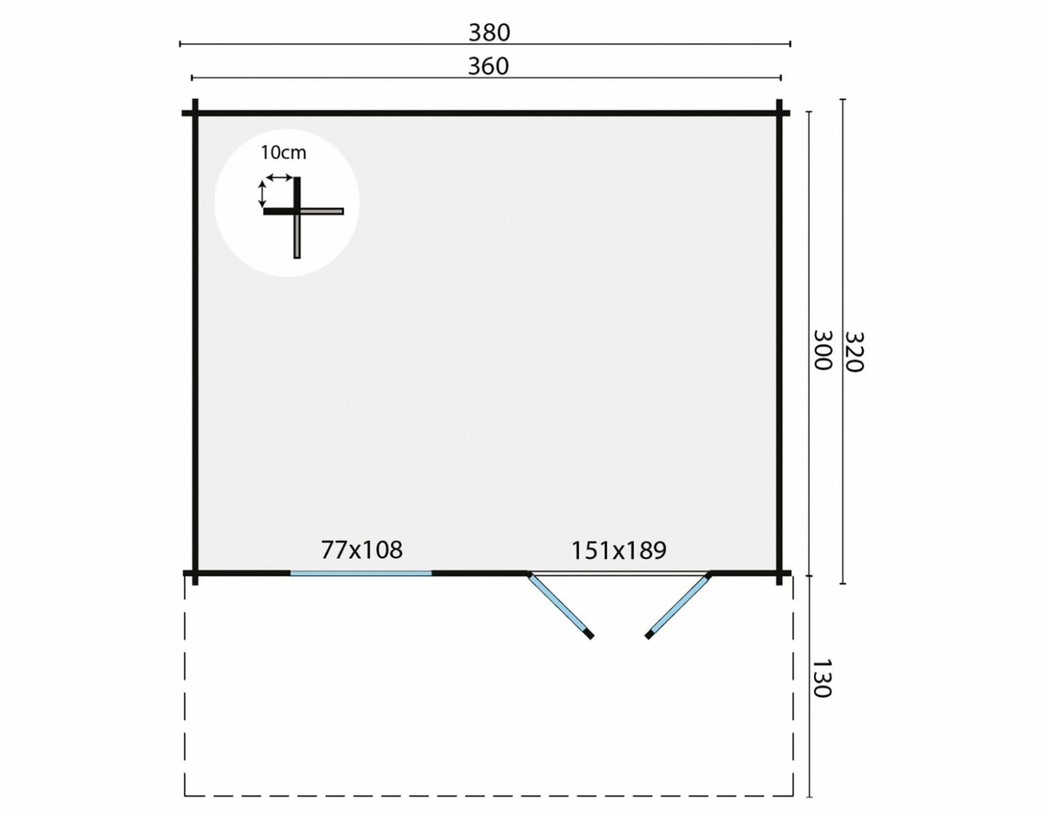 Blokhut Marbella 380 x 320 cm - Tuinhuis