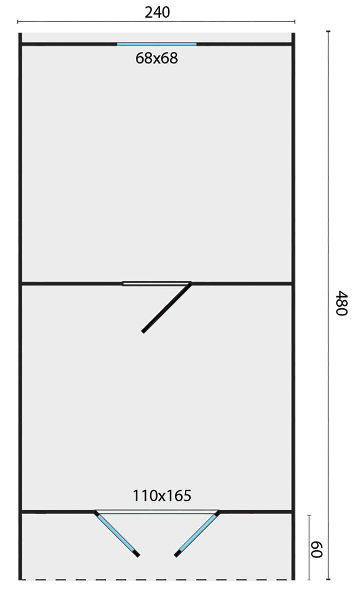 Camping Pod Double 240 x 480 cm - Vakantie chalet / Tuinhuis / Kantoor 