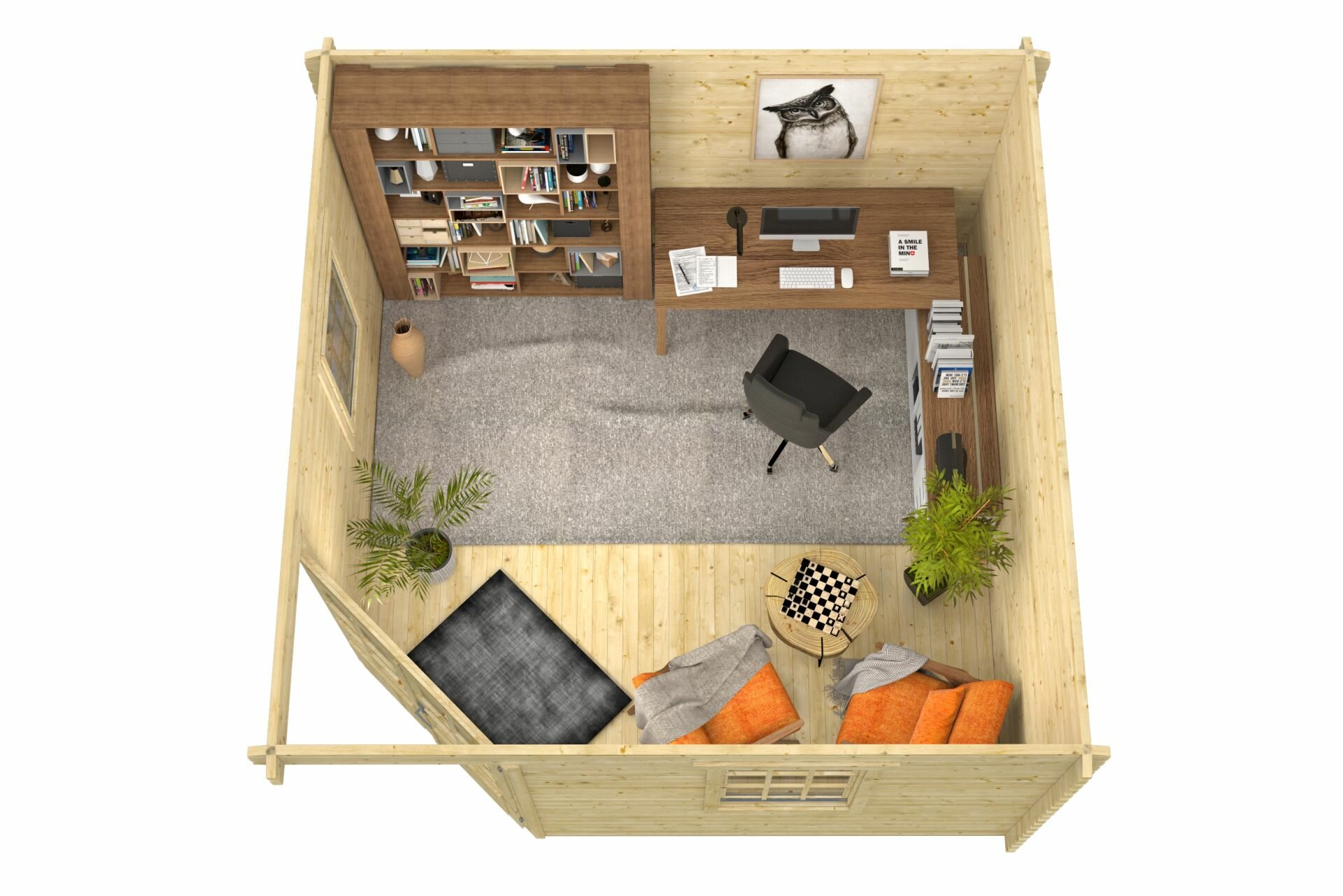 Blokhut Lotte 400 x 400 cm Hoekblokhut - Tuinhuis