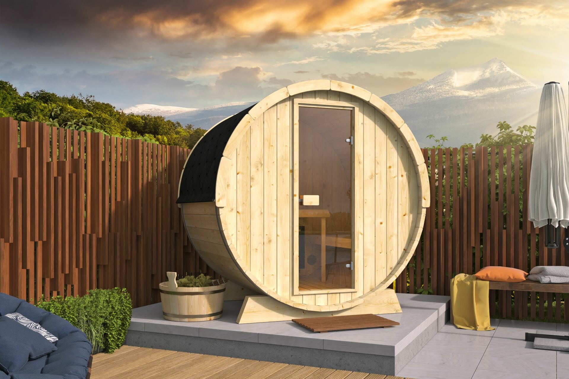 Barelsauna vurenhout &Oslash;205x160 cm - saunabarrel 