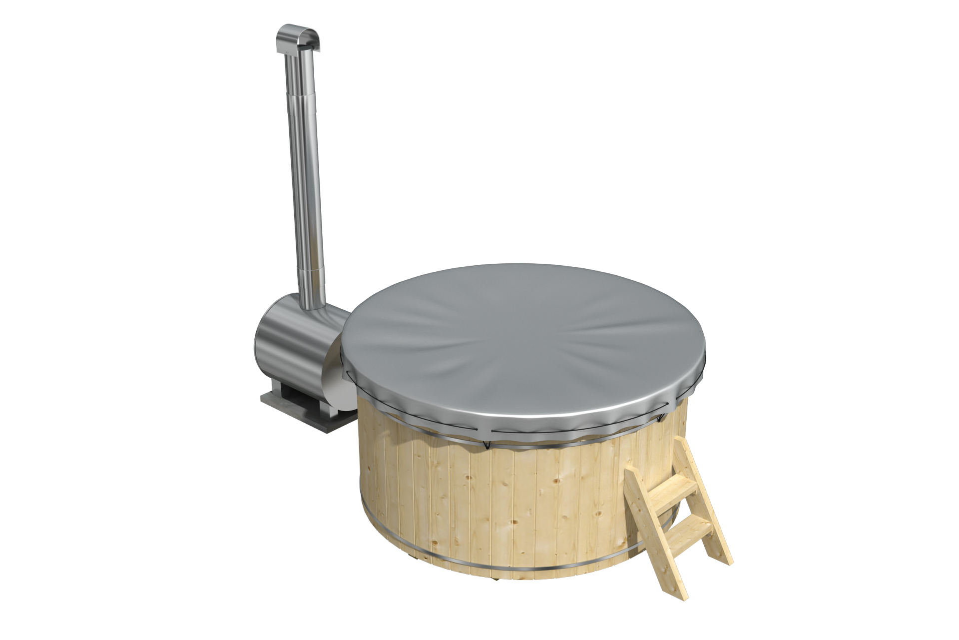 Hottub / Spa vurenhout &oslash;200xH105cm met externe aluminium kachel