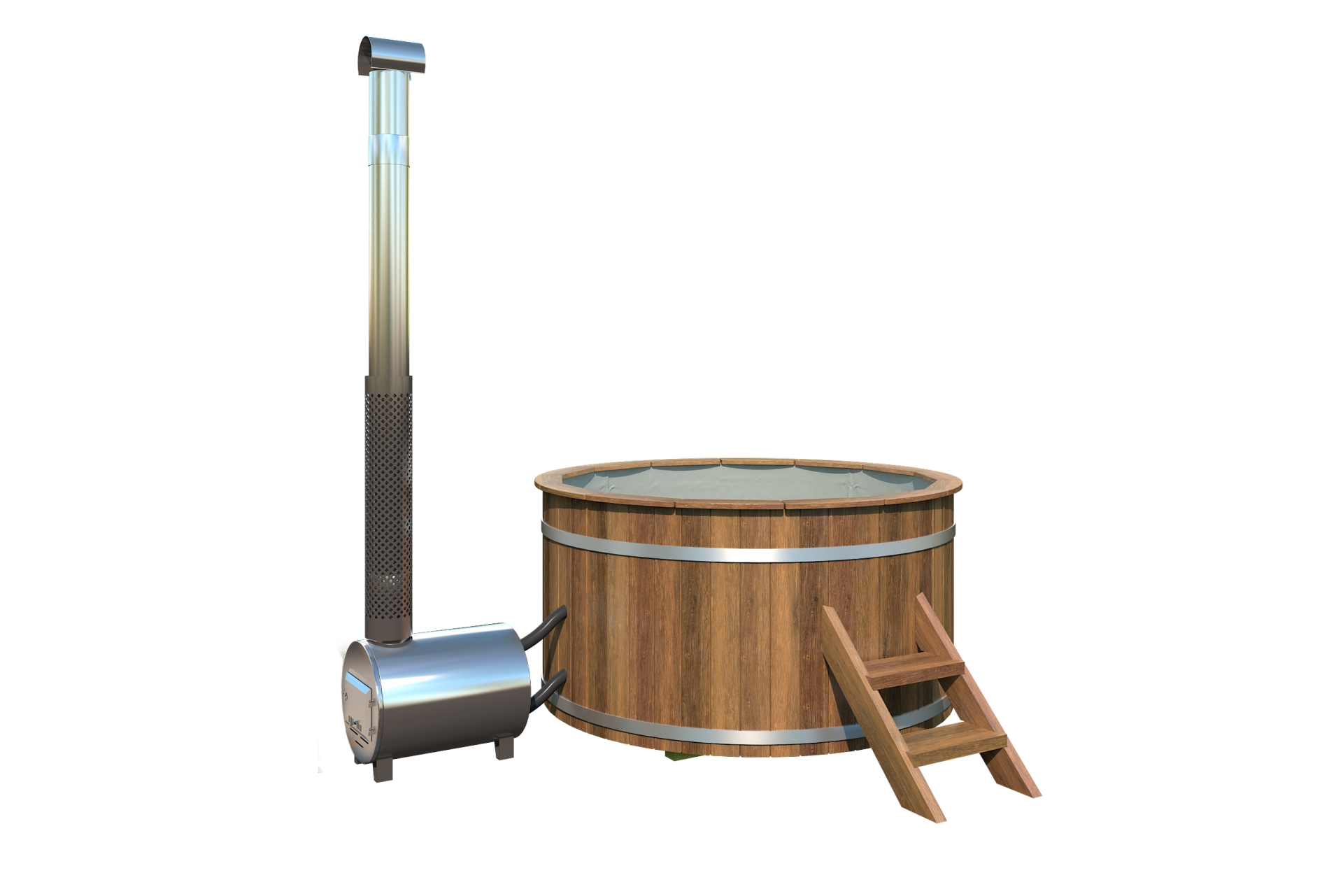 Hottub met externe RVS kachel &Oslash;180 cm thermowood