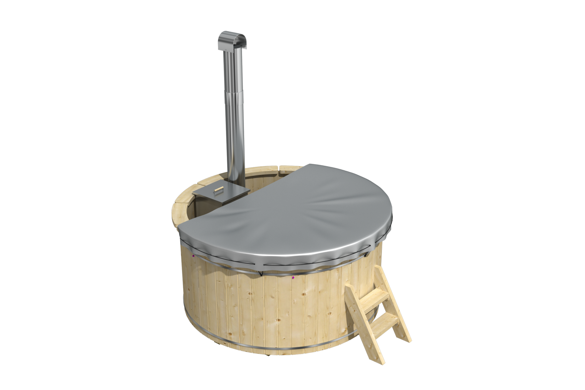 Hottub / Spa vurenhout &oslash;200xH105cm met interne aluminium kachel