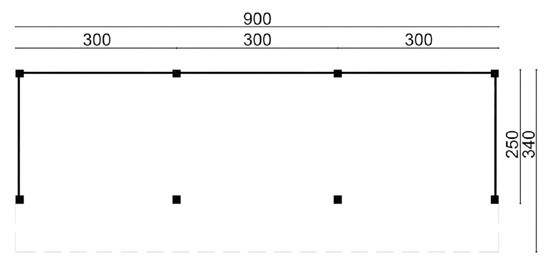 Kapschuur Boekelo Douglas 900 x 340 cm - Zwarte wanden
