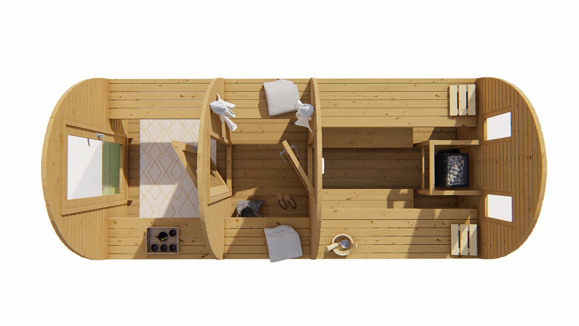 Sauna POD Tolva &Oslash;230 x 480 cm - thermowood 42mm 