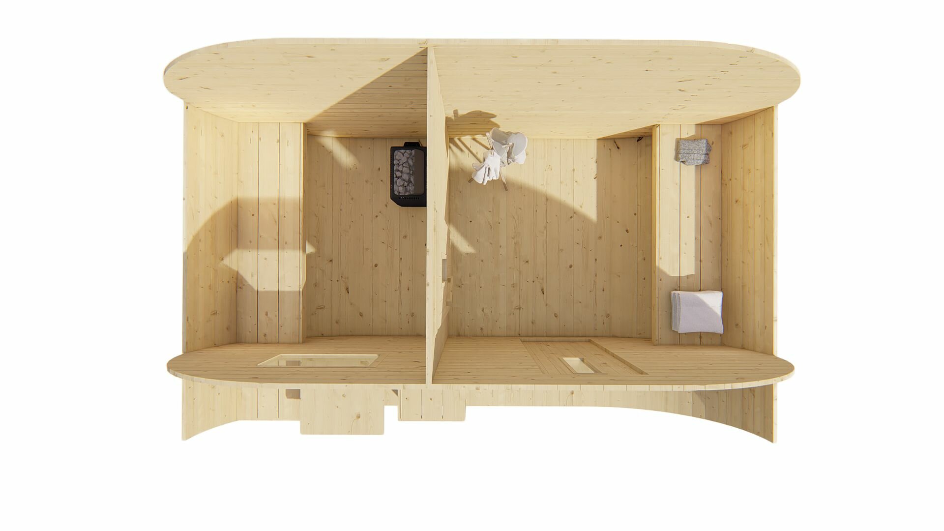 Sauna Oval 42mm - onbehandeld vuren 