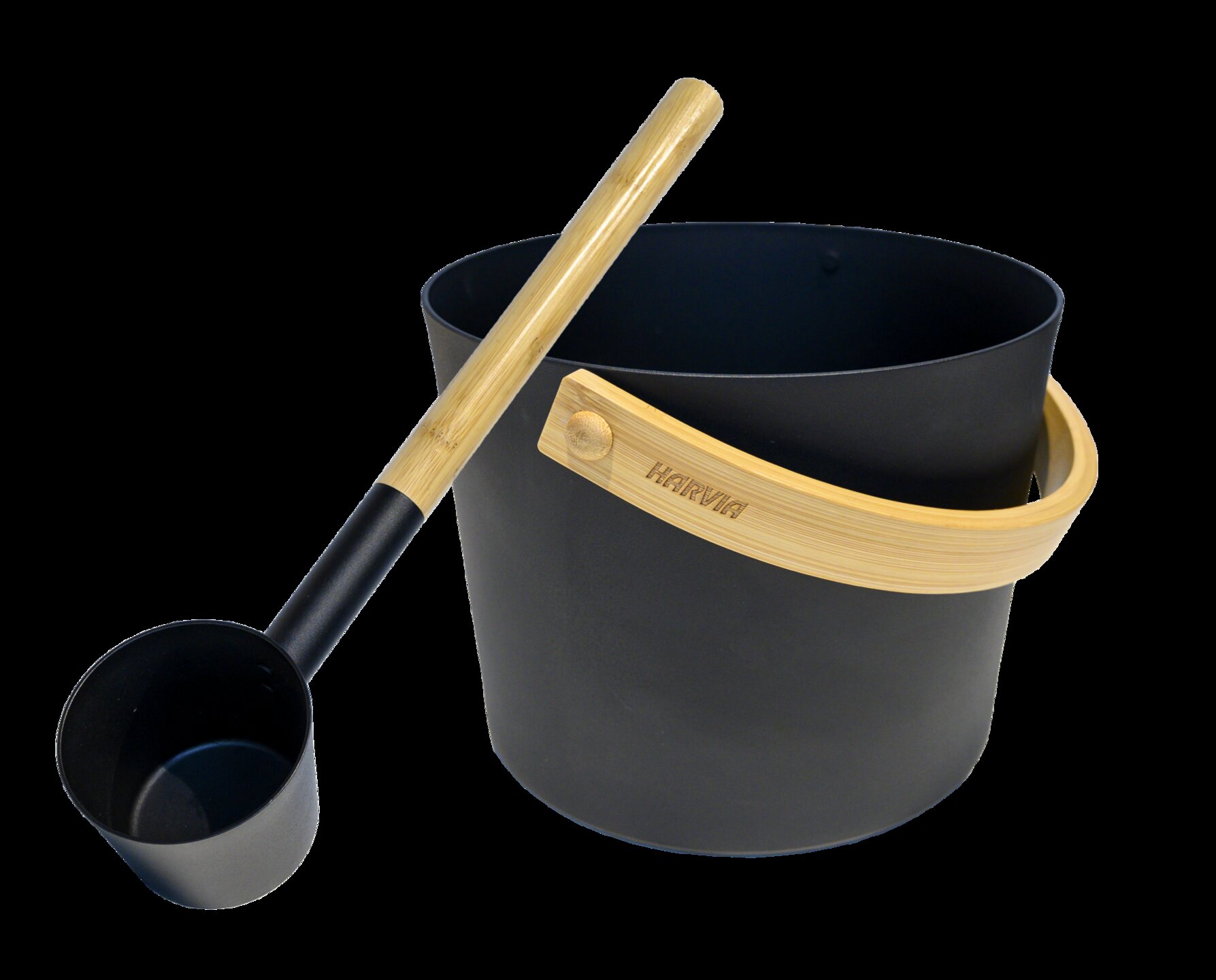 Sauna accessoire Harvia emmer en pollepel staal zwart