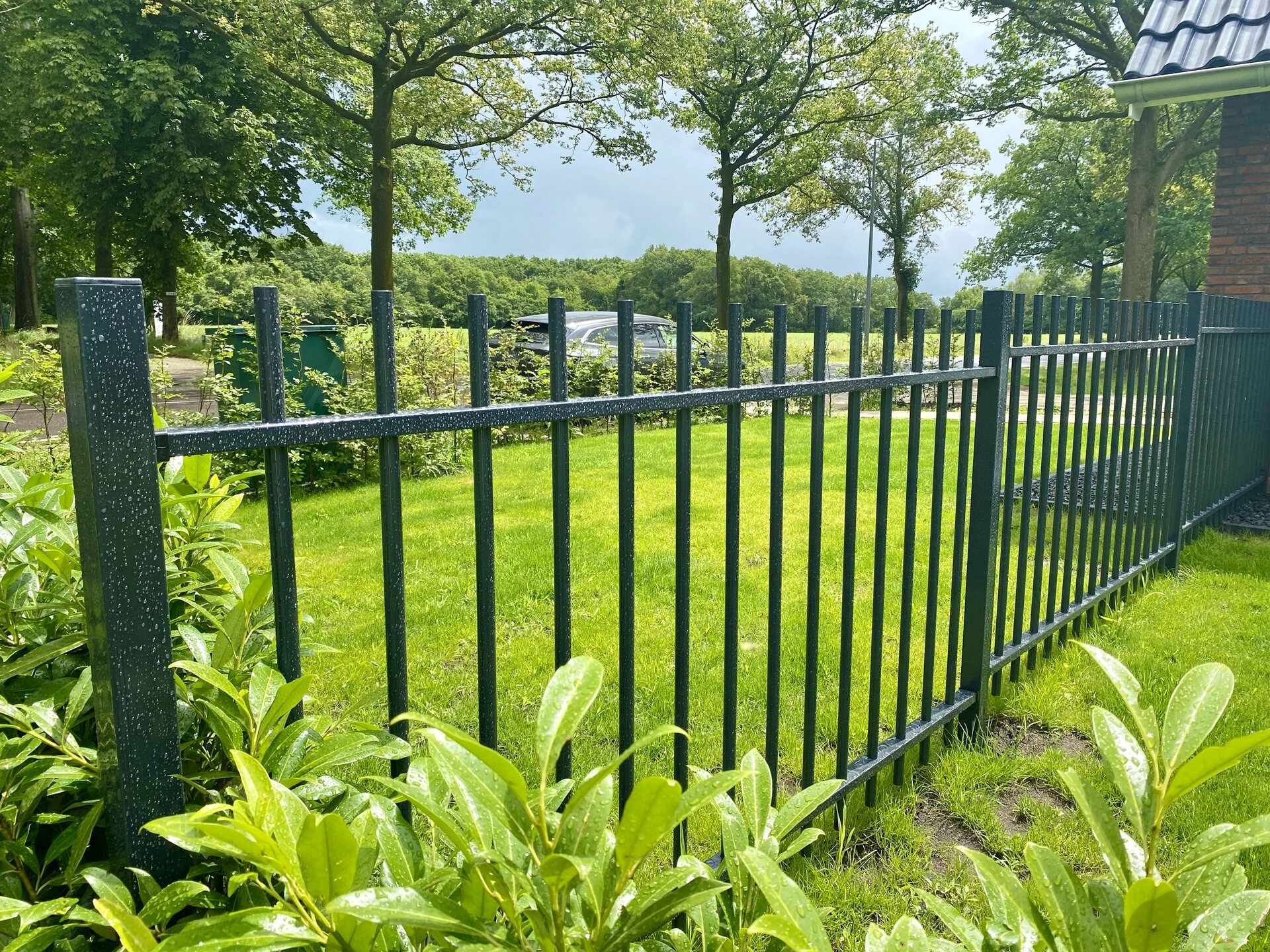 Spijlenpaneel rond doorgestoken RAL6009 (Dennengroen)