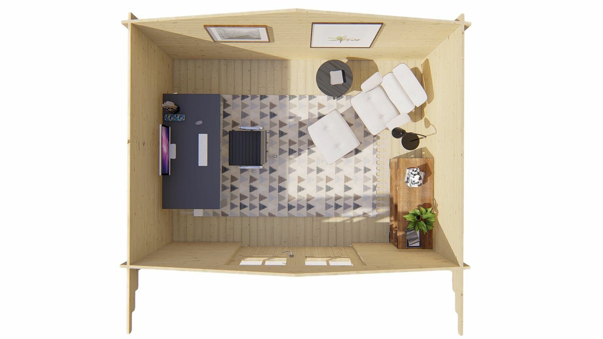 Blokhut Murcia 400 x 300 x 236 cm + Luifel 70 cm - Tuinhuis