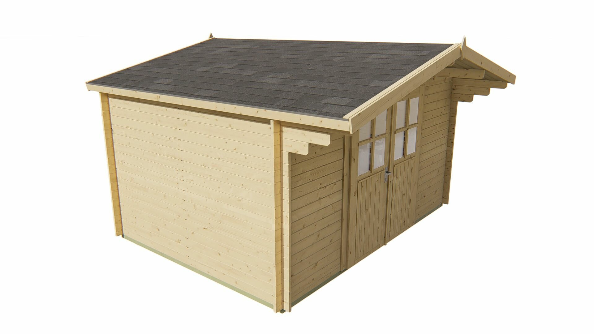 Blokhut Murcia 400 x 300 x 236 cm + Luifel 70 cm - Tuinhuis